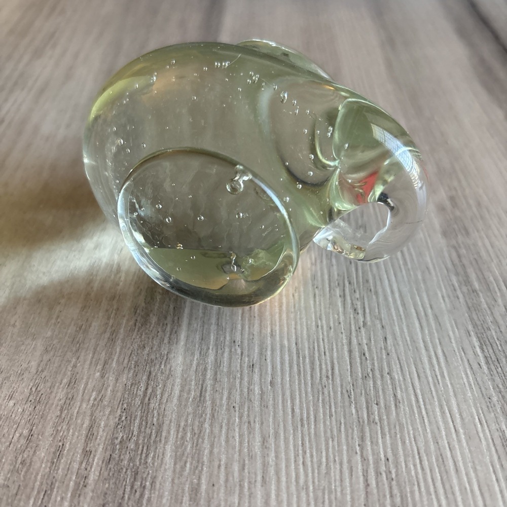 Vintage Glass Elephant Animal Figurine Bubbles Paperweight Clear Solid
